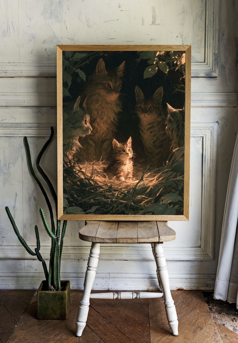 Hidden Kittens in the Forest Poster. — room view 1