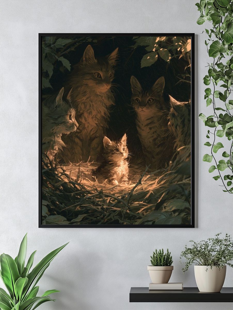 Hidden Kittens in the Forest Poster. — room view 4