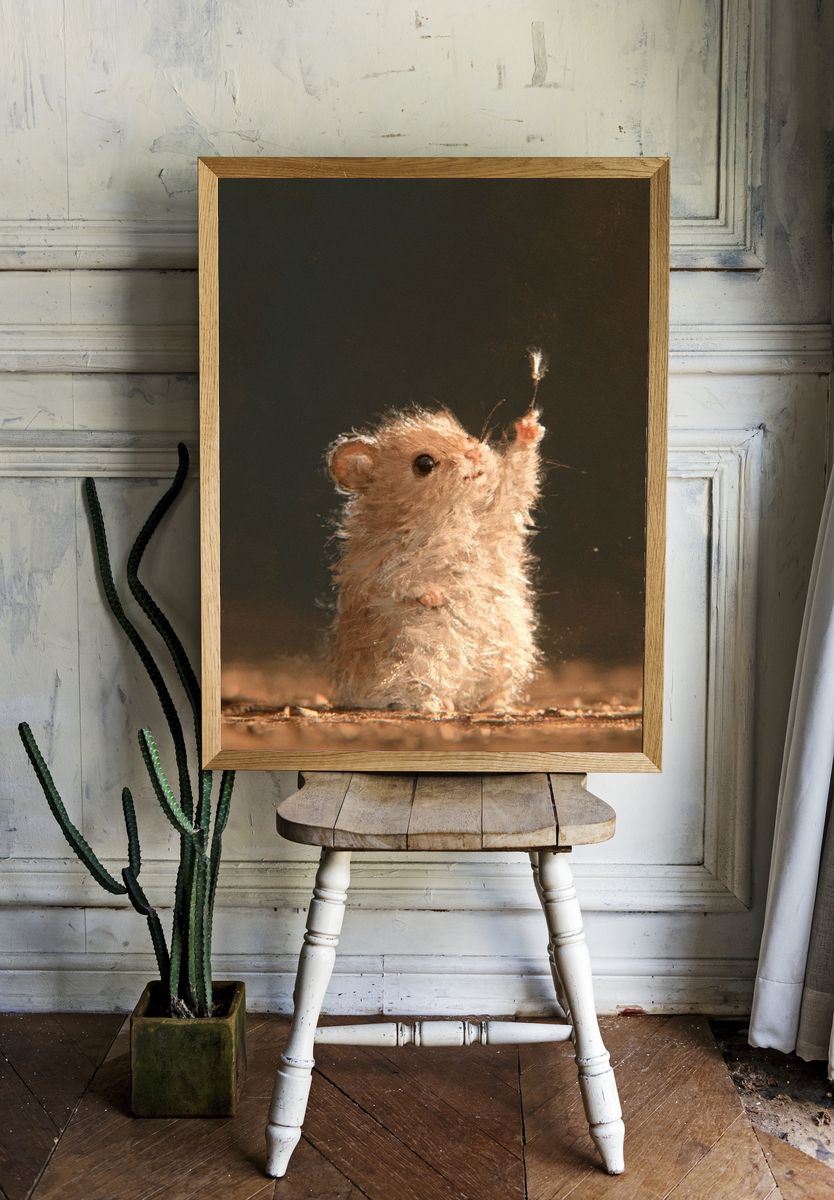Curious Mouse Portrait Print. room preview