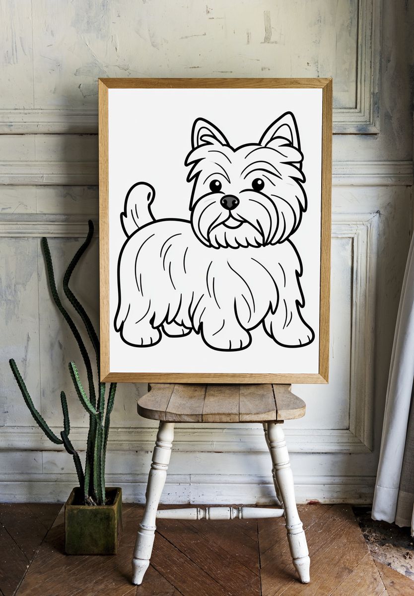 Yorkshire Terrier Line Art Poster. room preview