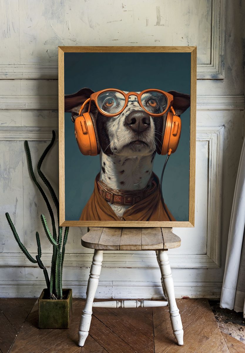 Cool Dog Portrait Illustration Poster. room preview