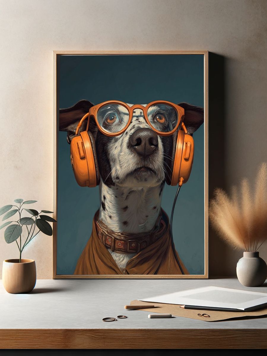 Cool Dog Portrait Illustration Poster. — room view 2