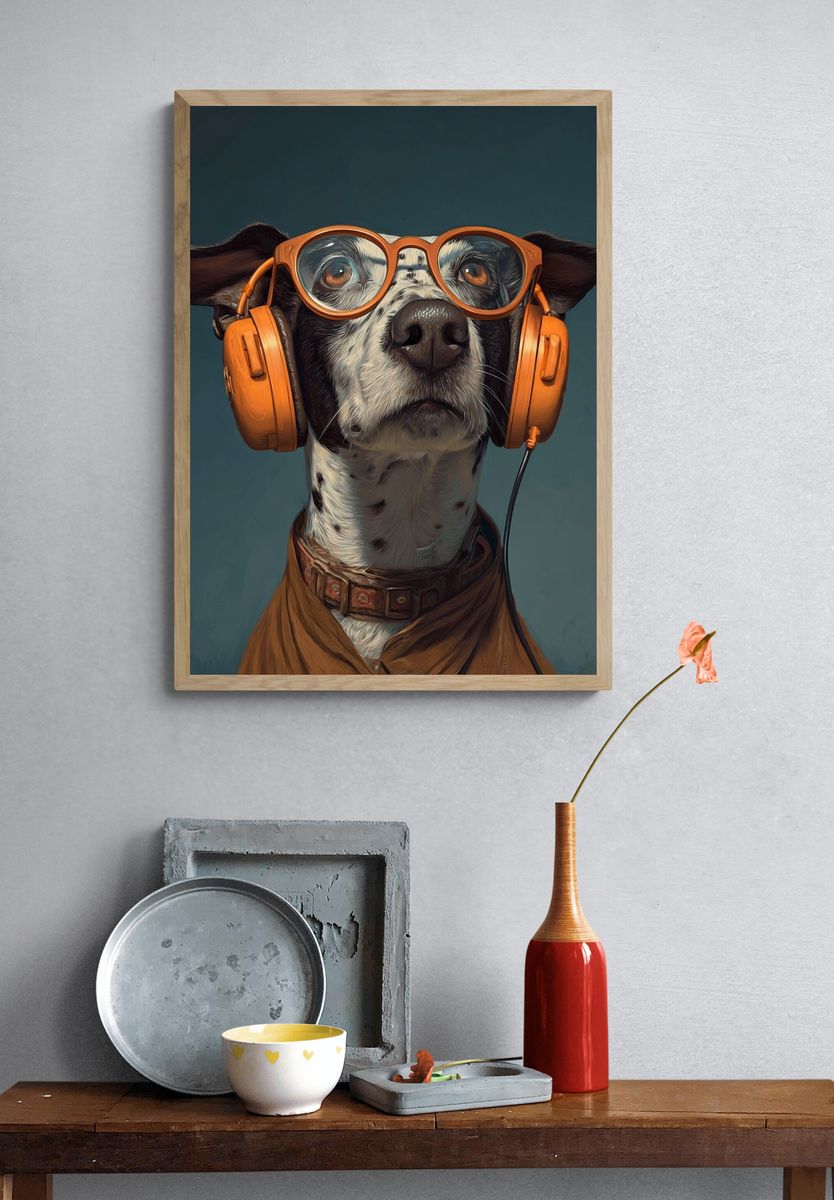 Cool Dog Portrait Illustration Poster. — room view 3