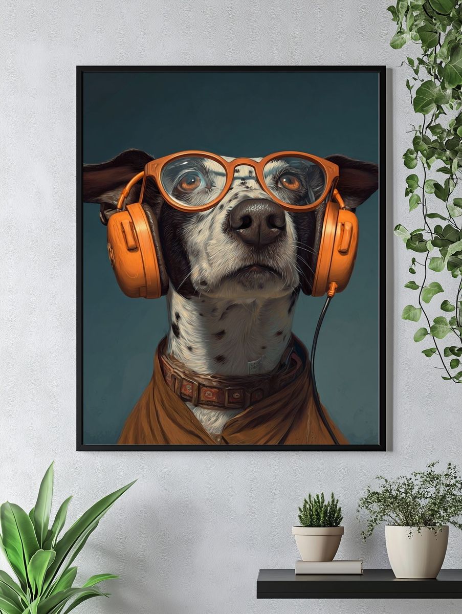 Cool Dog Portrait Illustration Poster. — room view 4