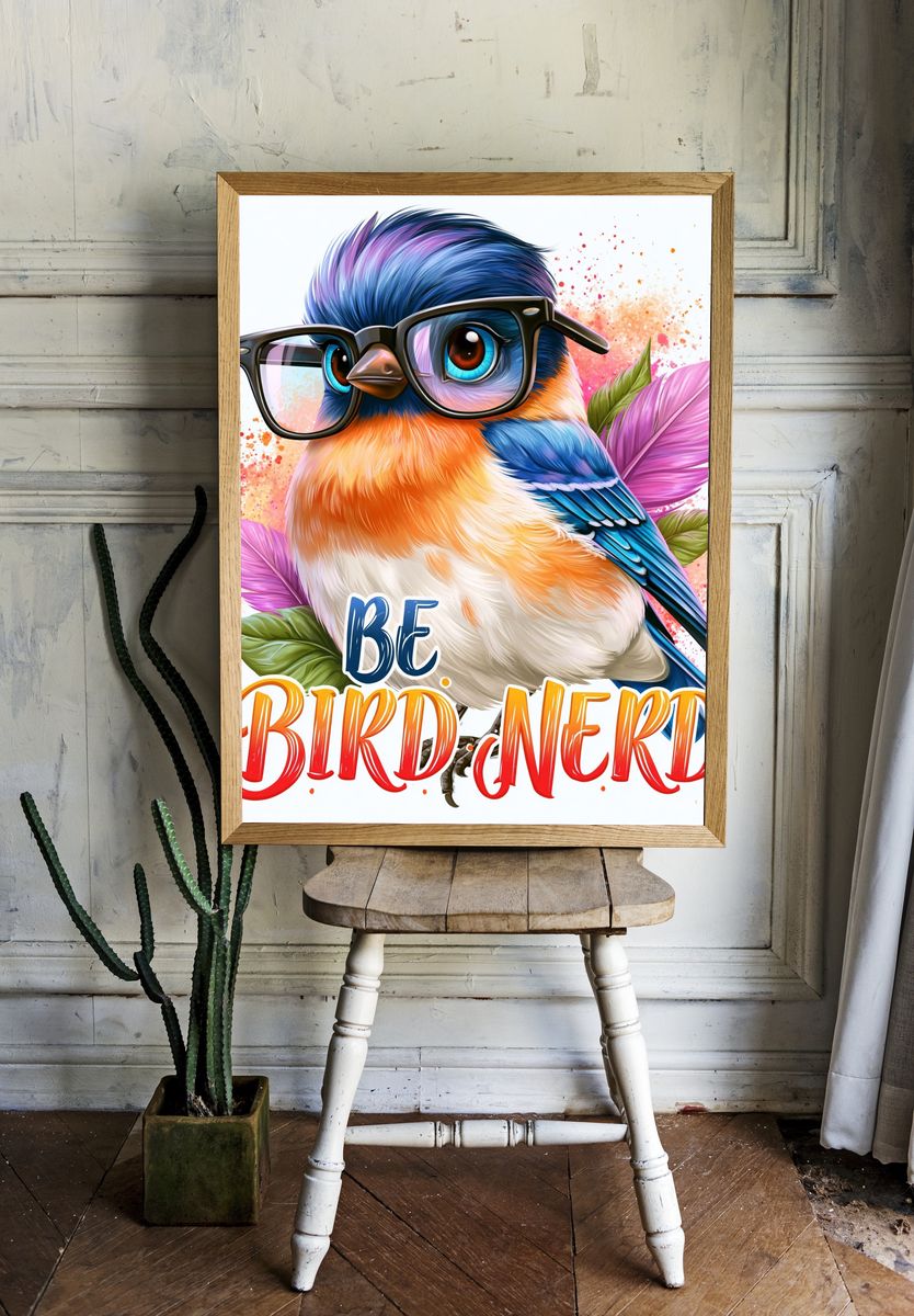 Be Bird Nerd Cartoon Poster. — room view 1