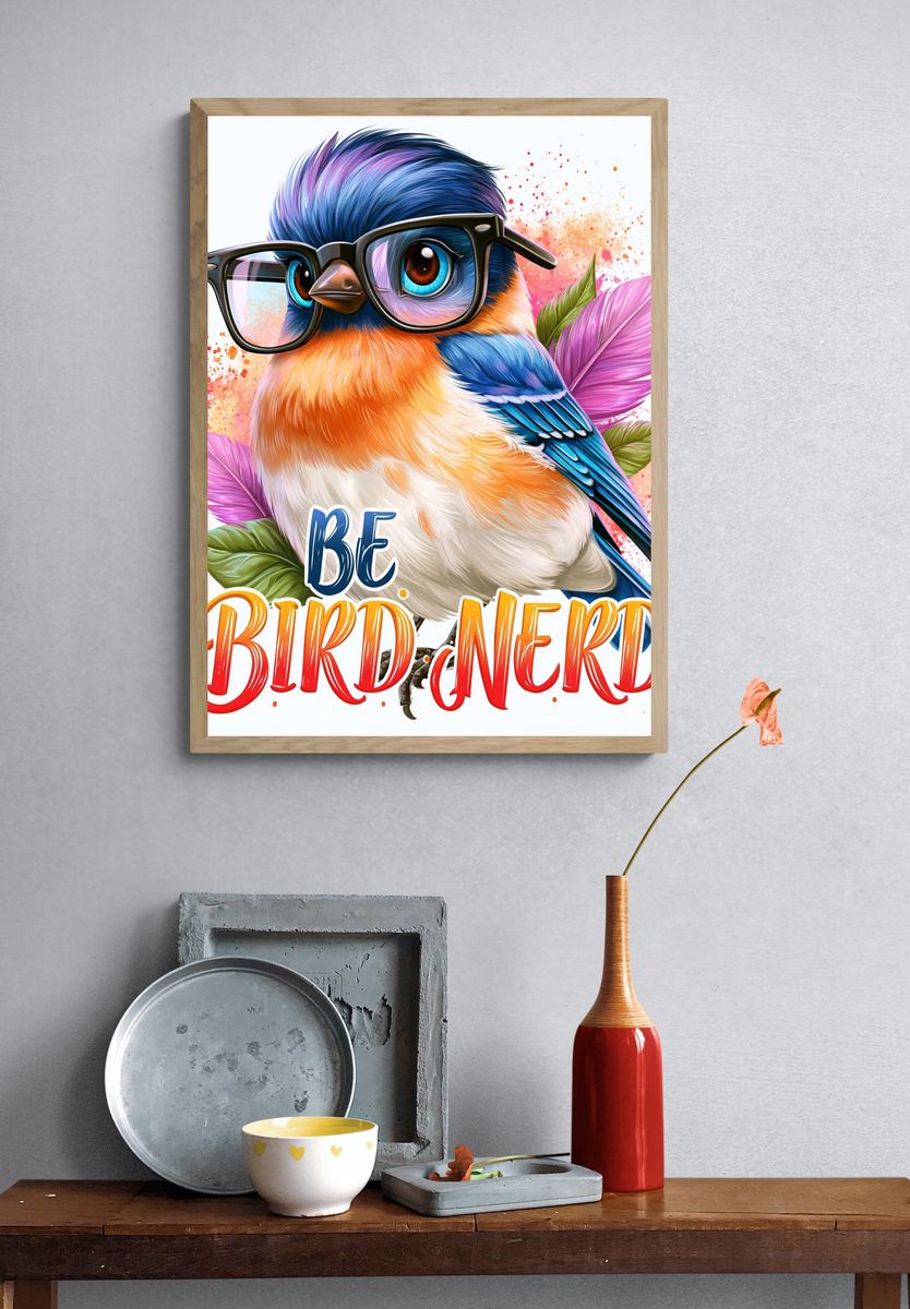Be Bird Nerd Cartoon Poster. — room view 3