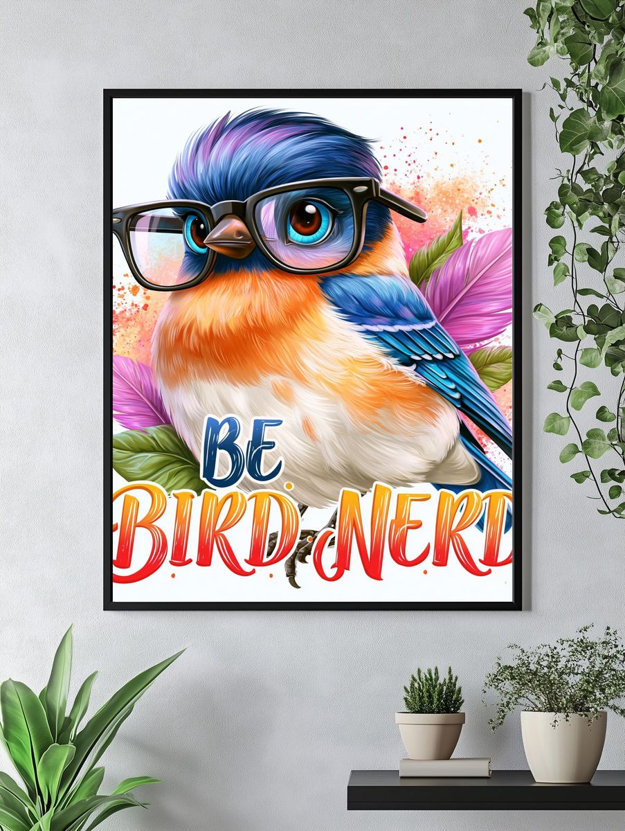 Be Bird Nerd Cartoon Poster. — room view 4