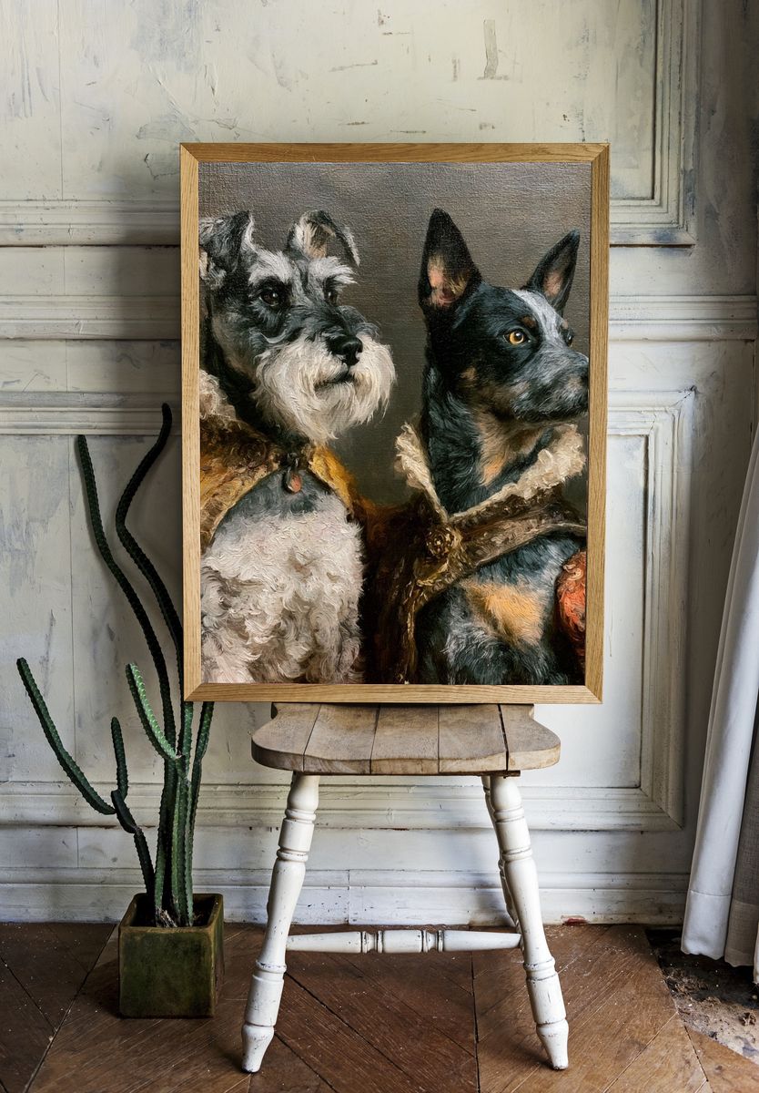 Two Dogs Portrait Fine-Art Poster. room preview