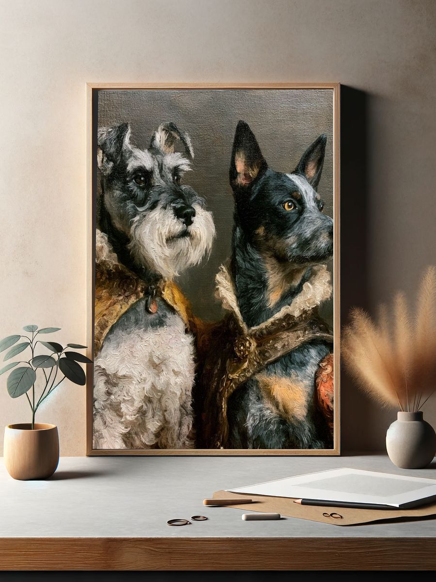 Two Dogs Portrait Fine-Art Poster. — room view 2
