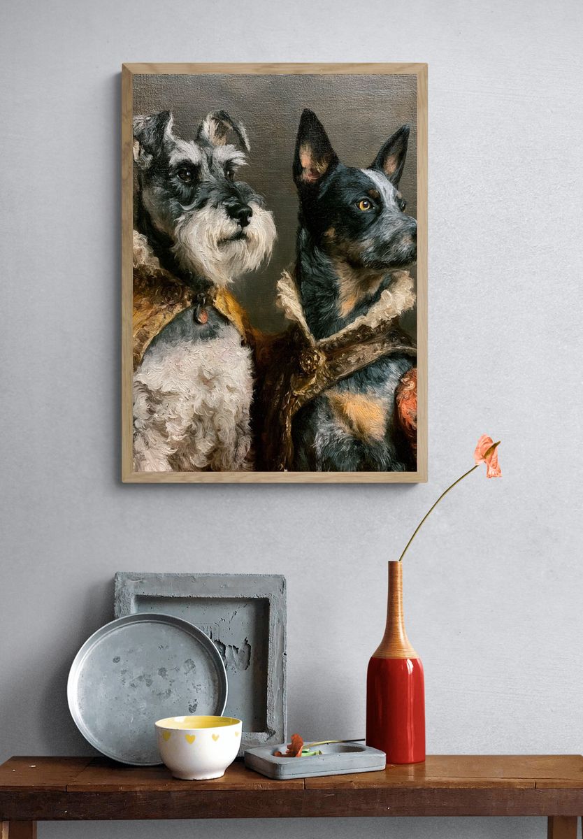 Two Dogs Portrait Fine-Art Poster. — room view 3