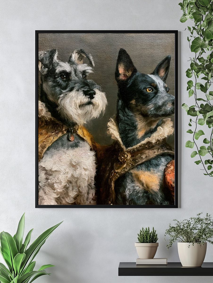 Two Dogs Portrait Fine-Art Poster. — room view 4