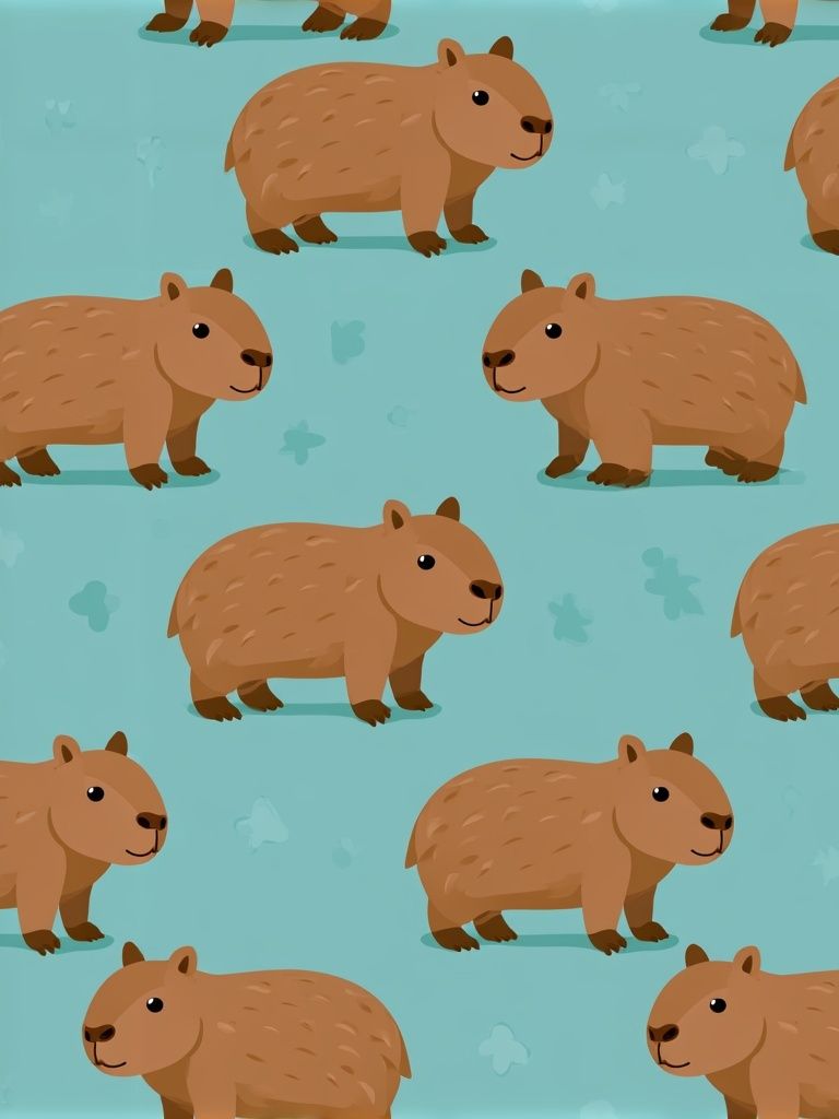 Capybara Pattern Illustration Poster. poster — animals art