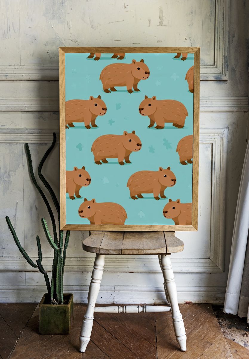 Capybara Pattern Illustration Poster. room preview