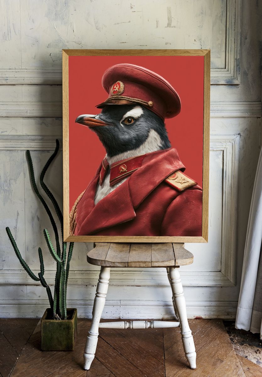 Soviet Penguin Portrait Poster. — room view 1