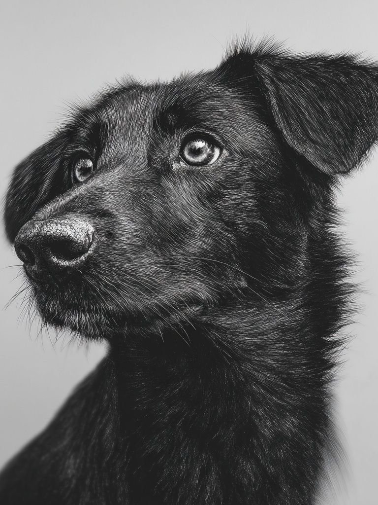 Black Dog Portrait Print. poster — animals art