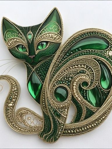 Emerald Cat Ornament Poster. poster — animals art