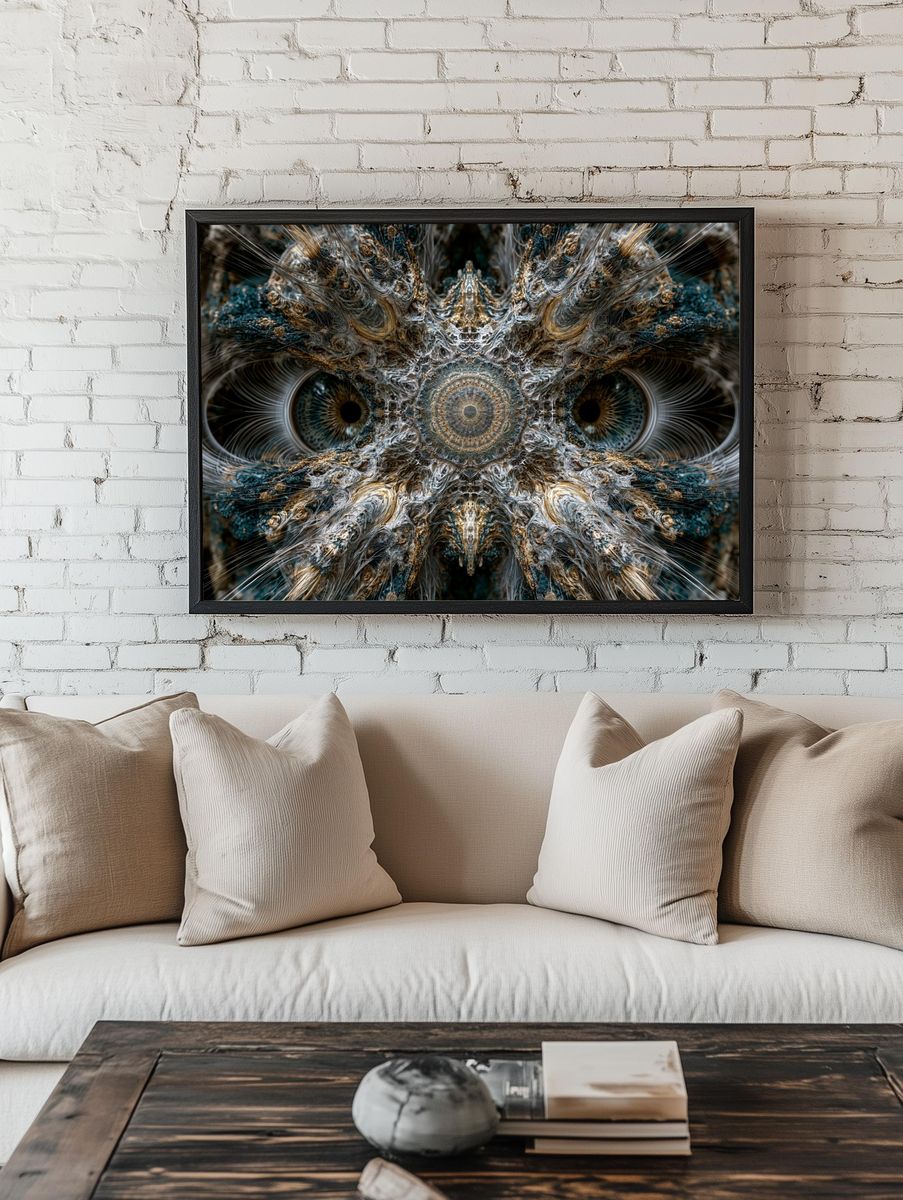 Fractal Owl Eyes Abstract Poster. — room view 1