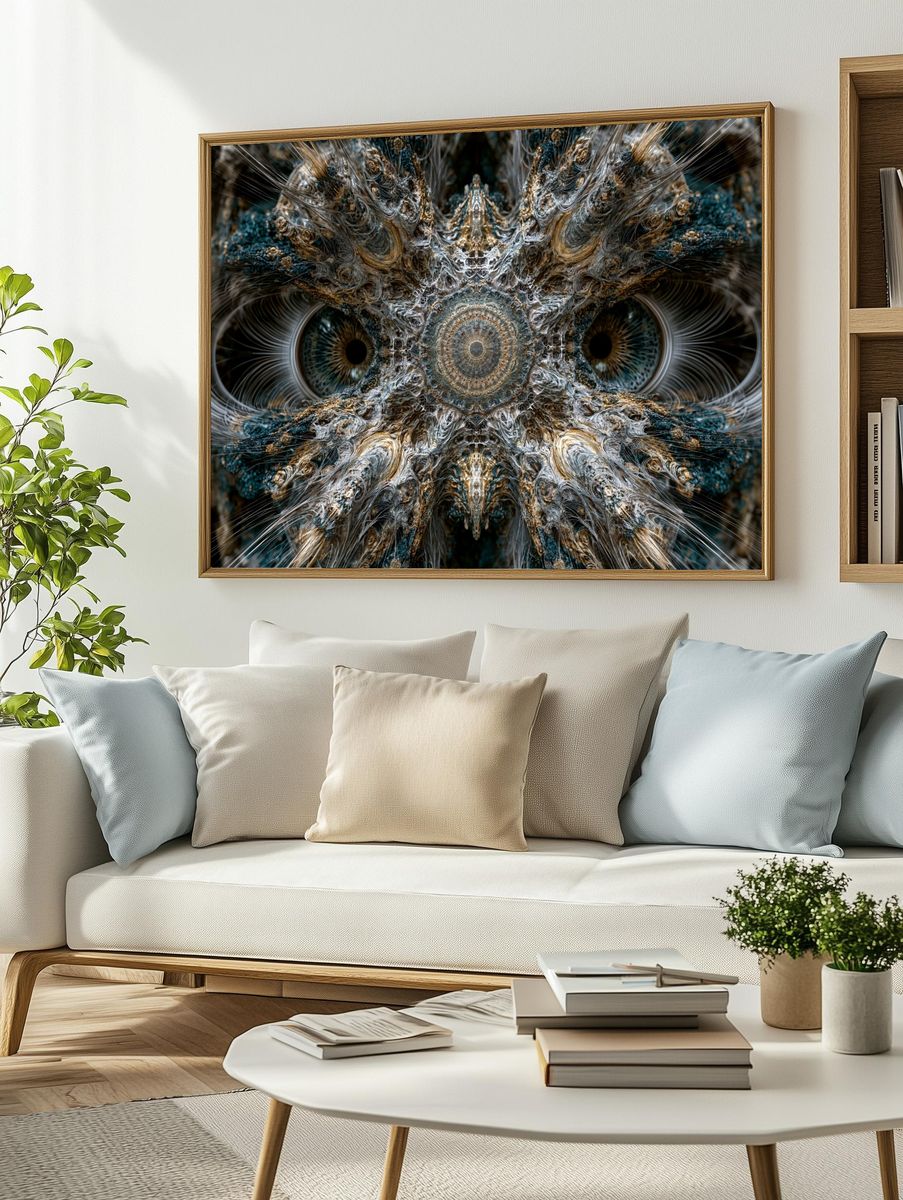 Fractal Owl Eyes Abstract Poster. — room view 2