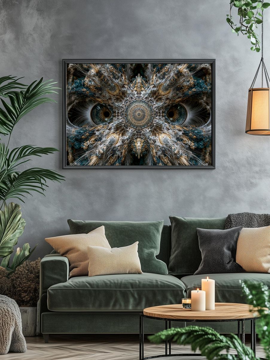 Fractal Owl Eyes Abstract Poster. — room view 4