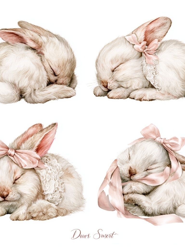 Sleeping Bunny Watercolor Print. poster — animals art