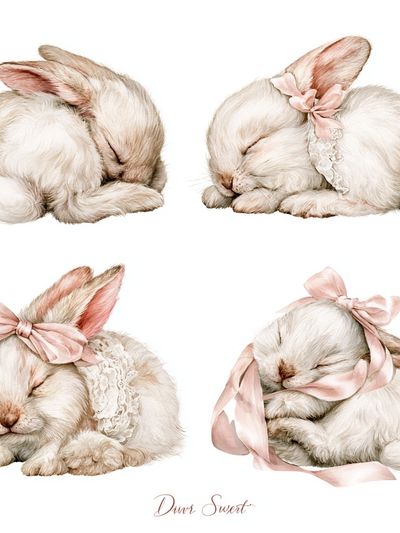 Sleeping Bunny Watercolor Print.
