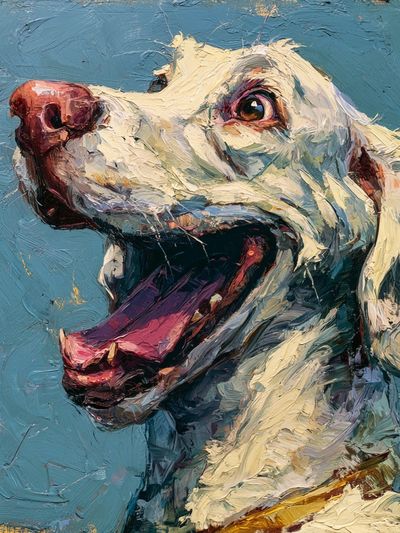 Happy Dog Portrait Print. poster