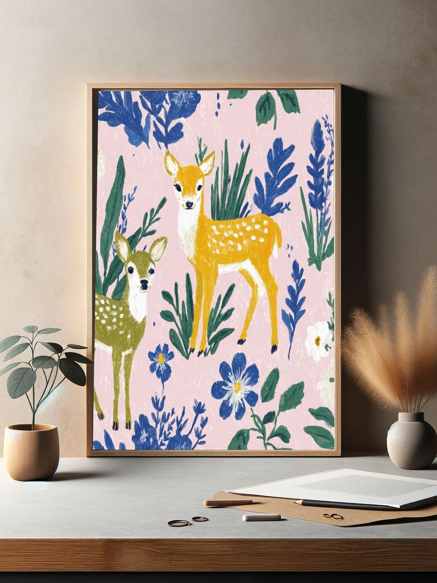Fawn Meadow Illustration Poster. — room view 2