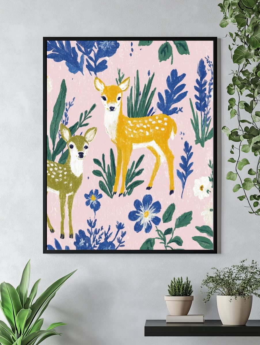 Fawn Meadow Illustration Poster. — room view 4