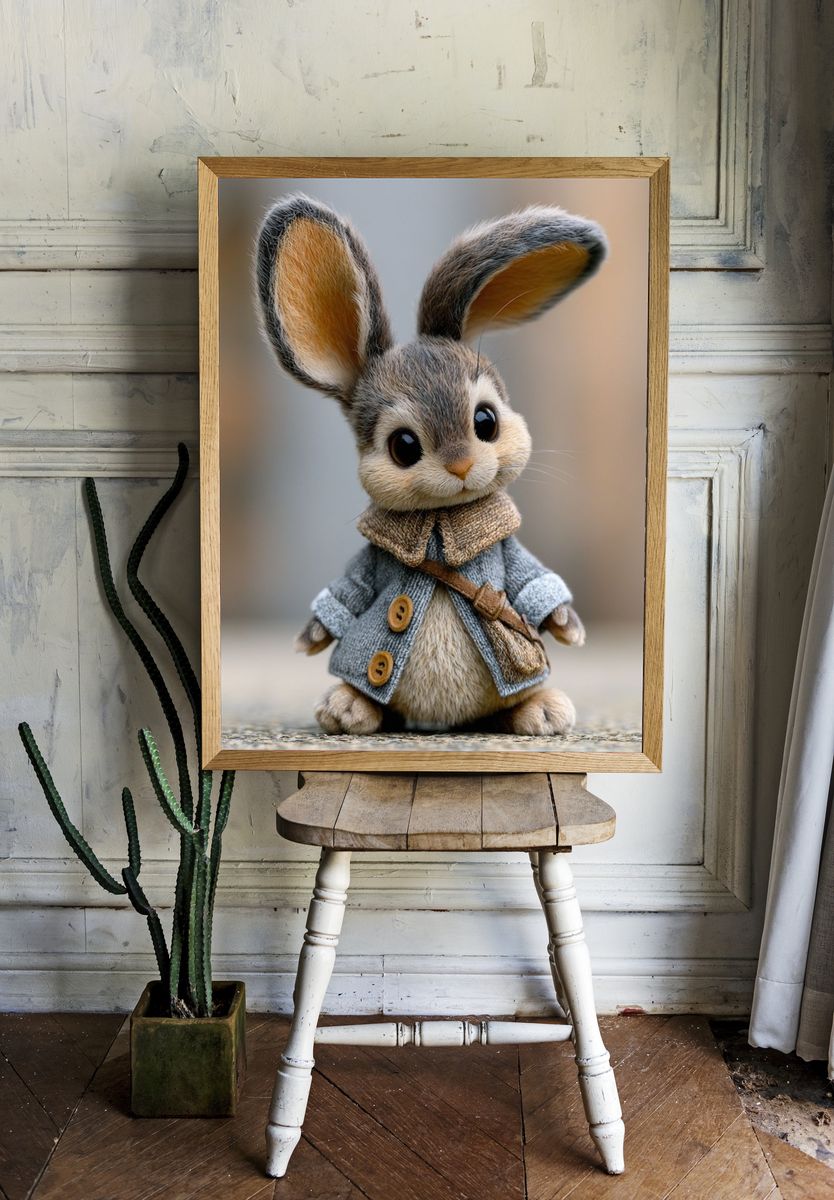 Cute Bunny Portrait Print. room preview