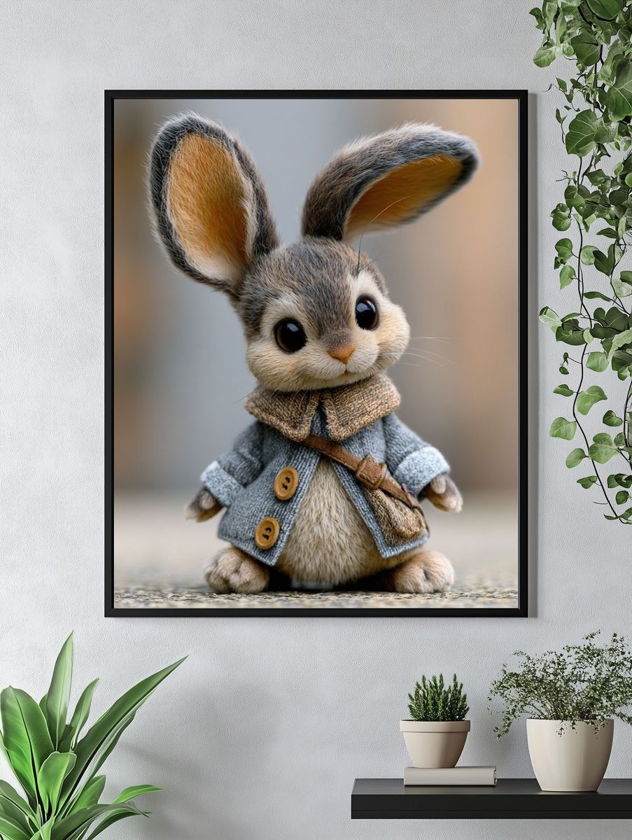 Cute Bunny Portrait Print. — room view 4