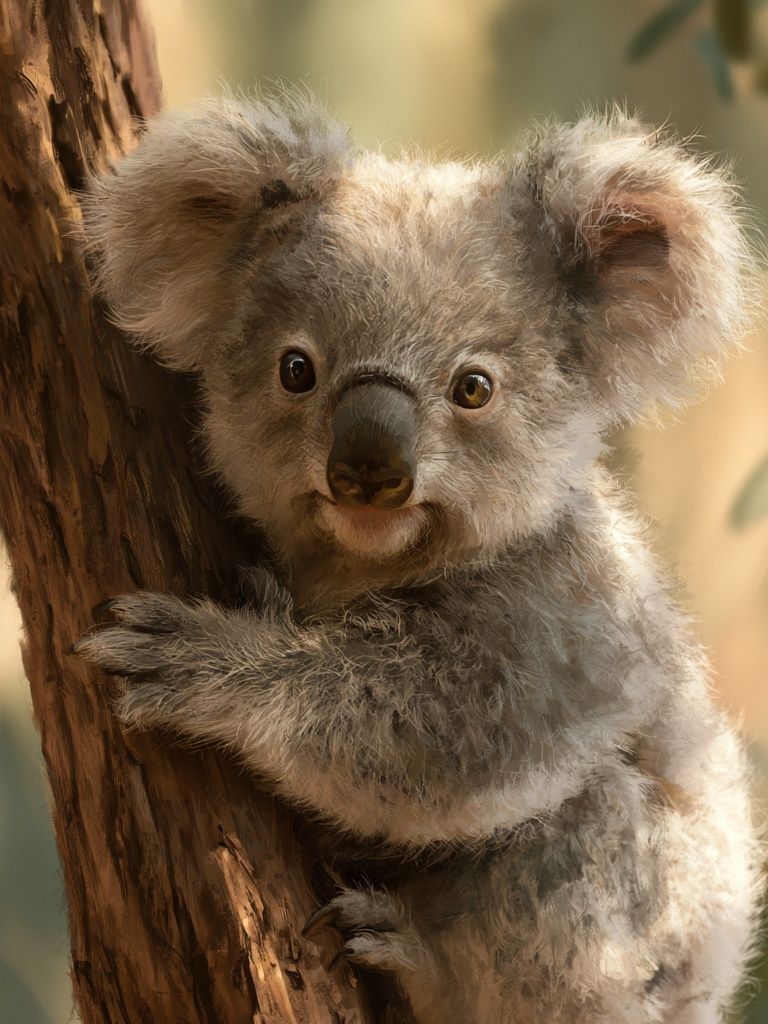 Baby Koala Portrait Print. poster — animals art