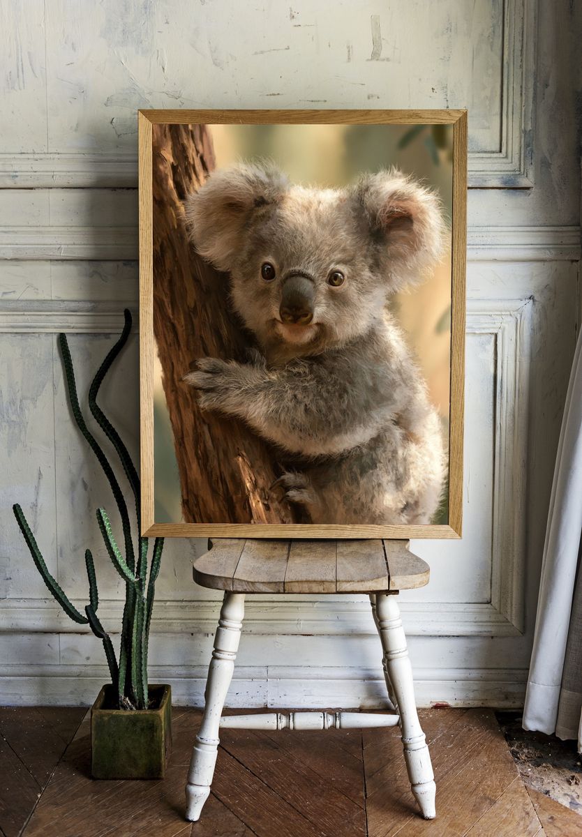 Baby Koala Portrait Print. room preview