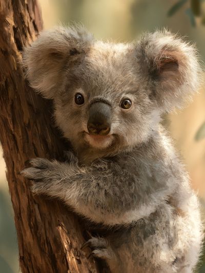 Baby Koala Portrait Print.