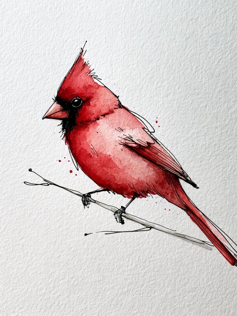 Red Cardinal Watercolor Poster. poster detail