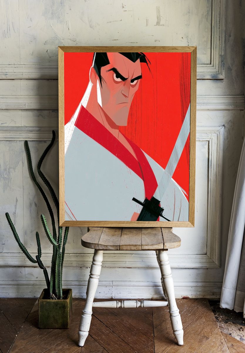 Samurai Warrior Illustration Poster. room preview