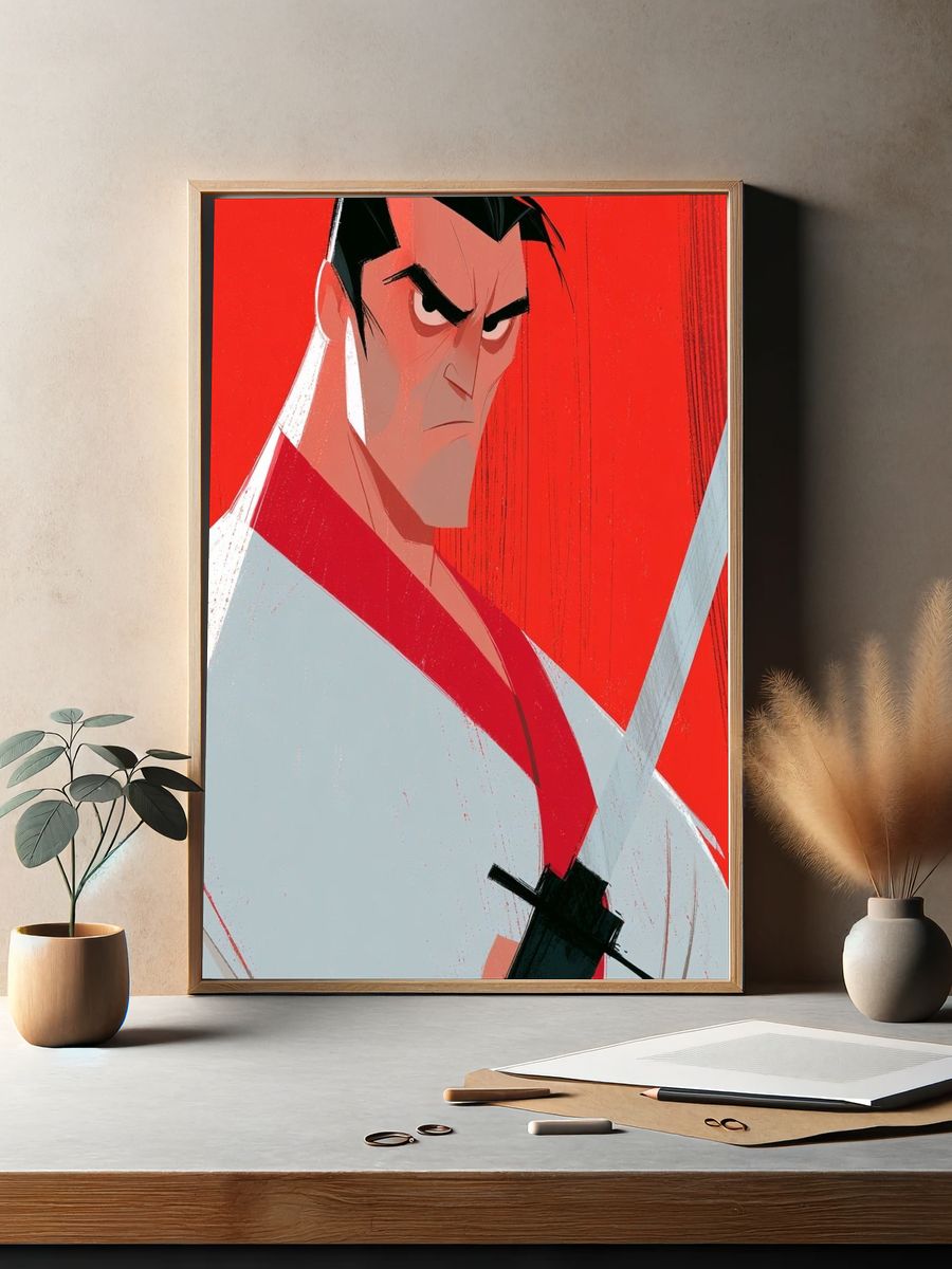 Samurai Warrior Illustration Poster. — room view 2