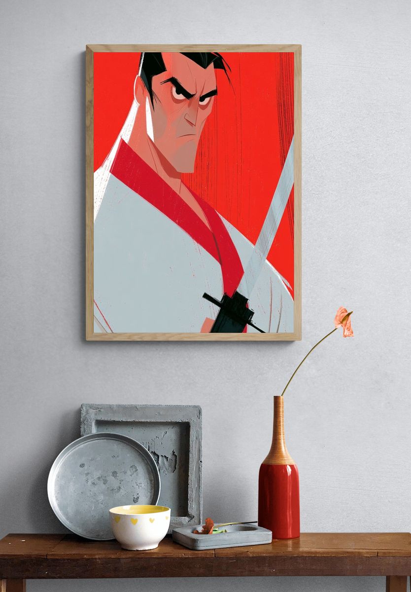 Samurai Warrior Illustration Poster. — room view 3