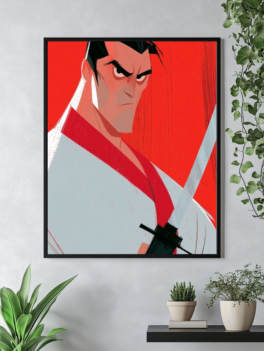 Samurai Warrior Illustration Poster. — room view 4