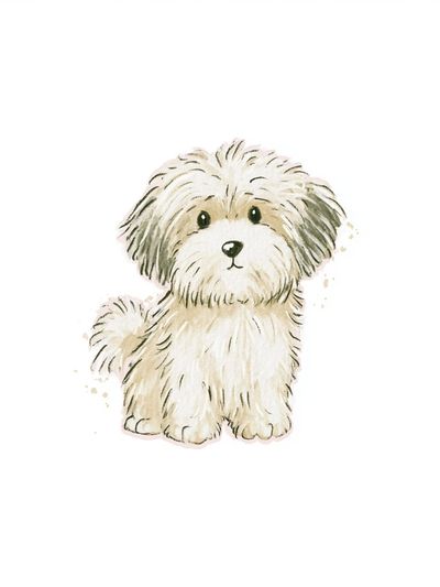 Fluffy Puppy Watercolor Poster.