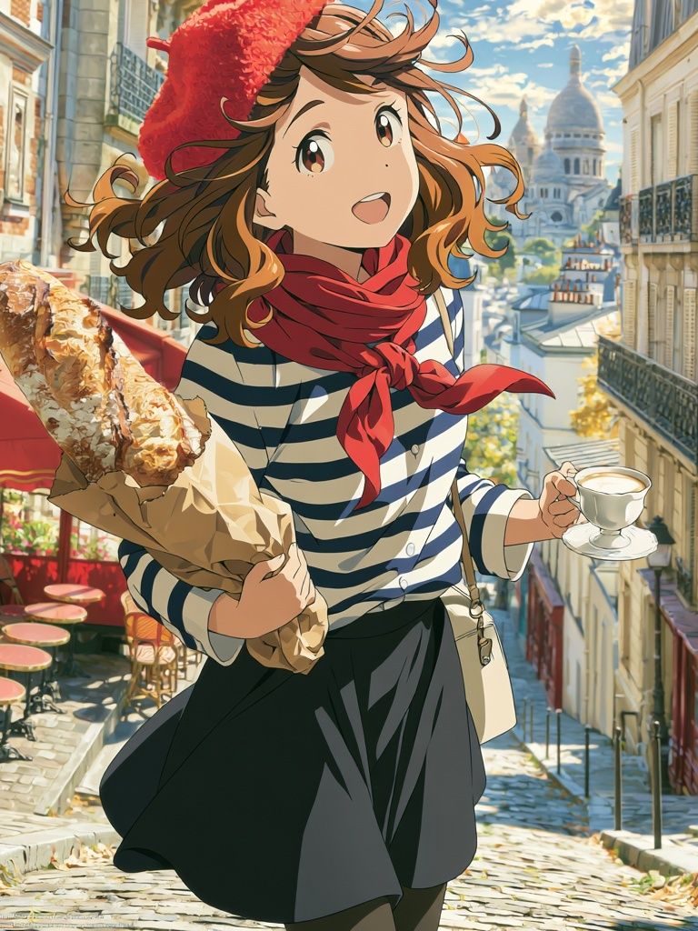 Paris Street Girl Anime Print. poster — anime art