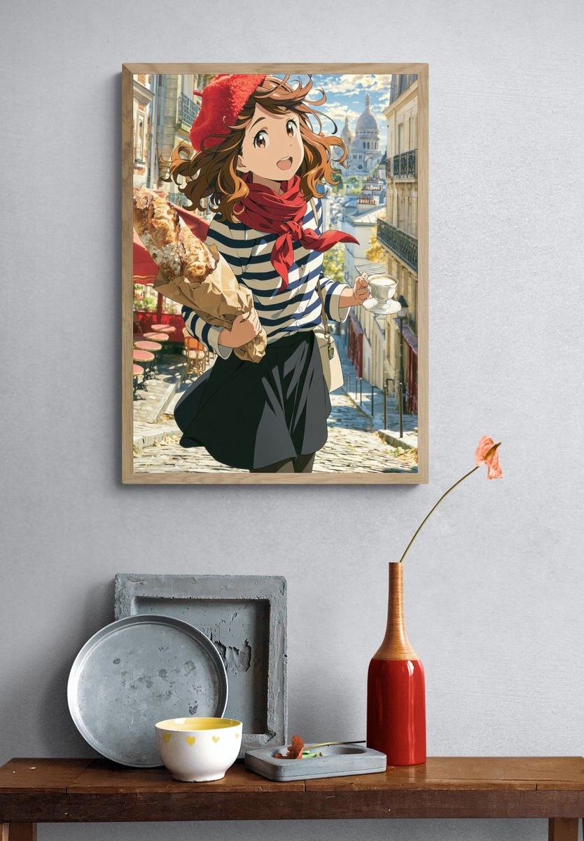 Paris Street Girl Anime Print. — room view 3