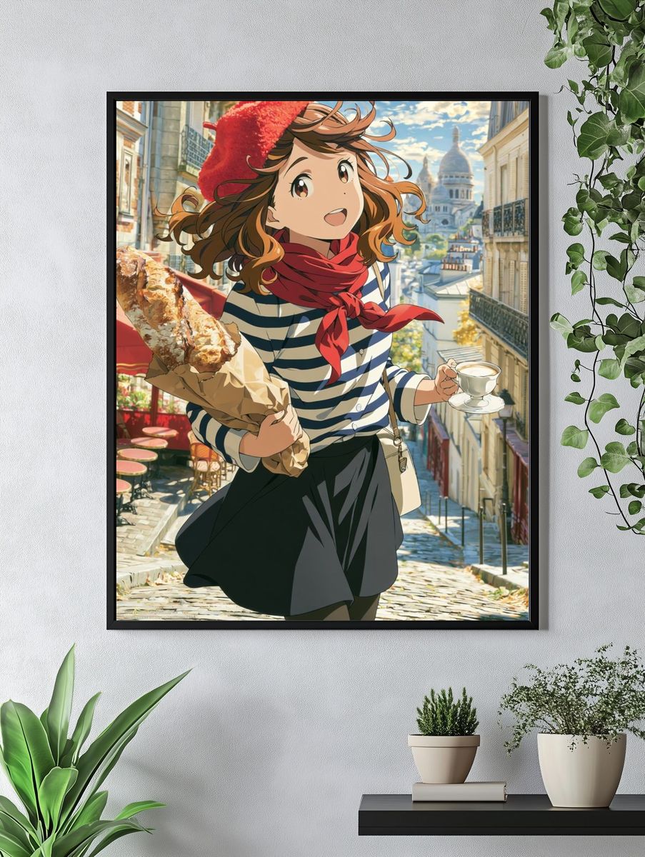 Paris Street Girl Anime Print. — room view 4