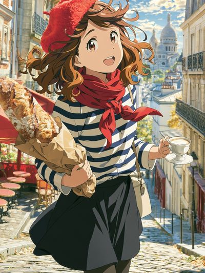 Paris Street Girl Anime Print.