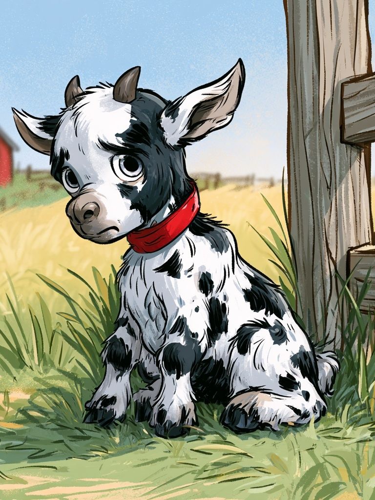 Baby Goat Farm Illustration Poster. poster detail