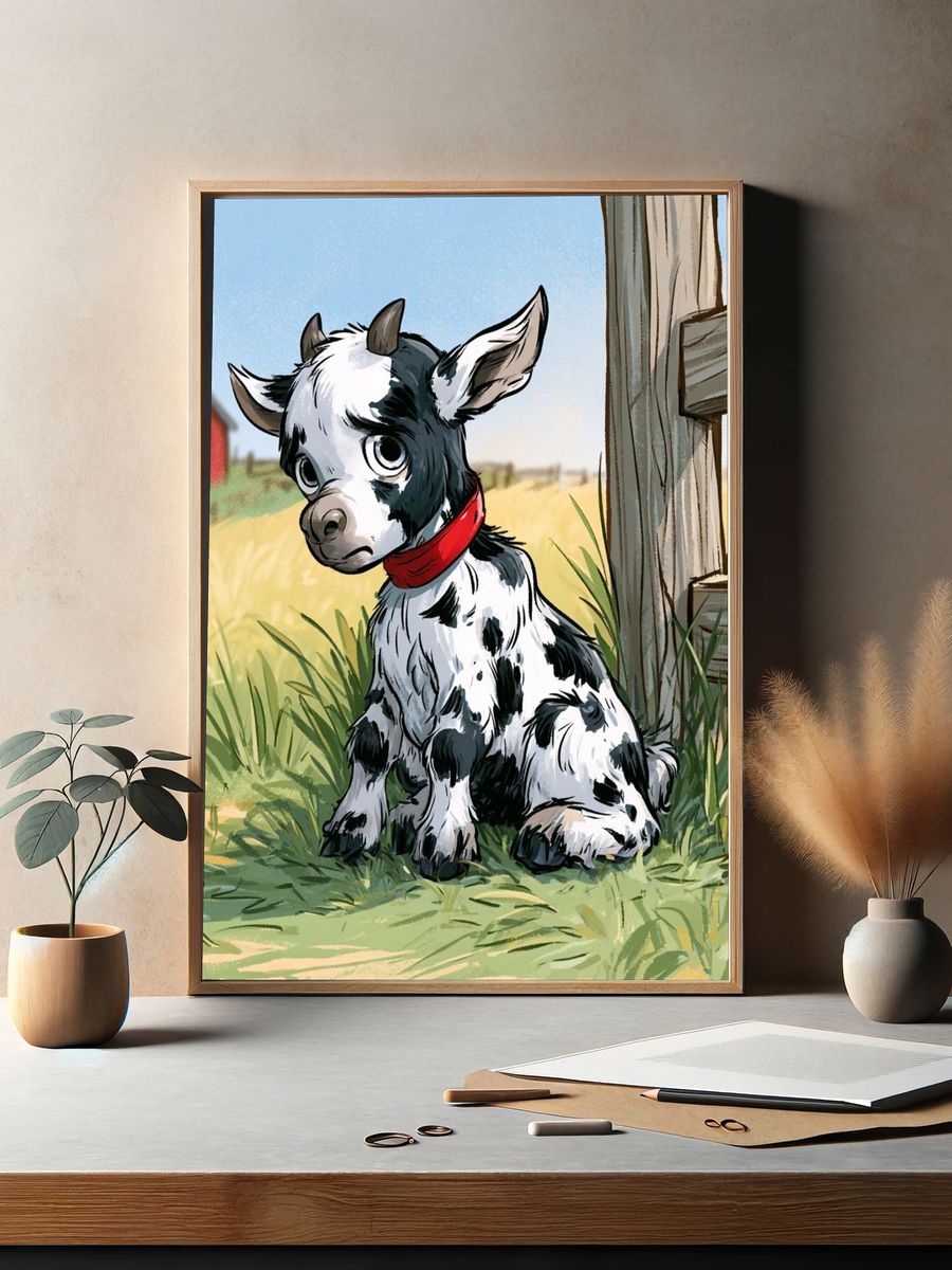 Baby Goat Farm Illustration Poster. — room view 2
