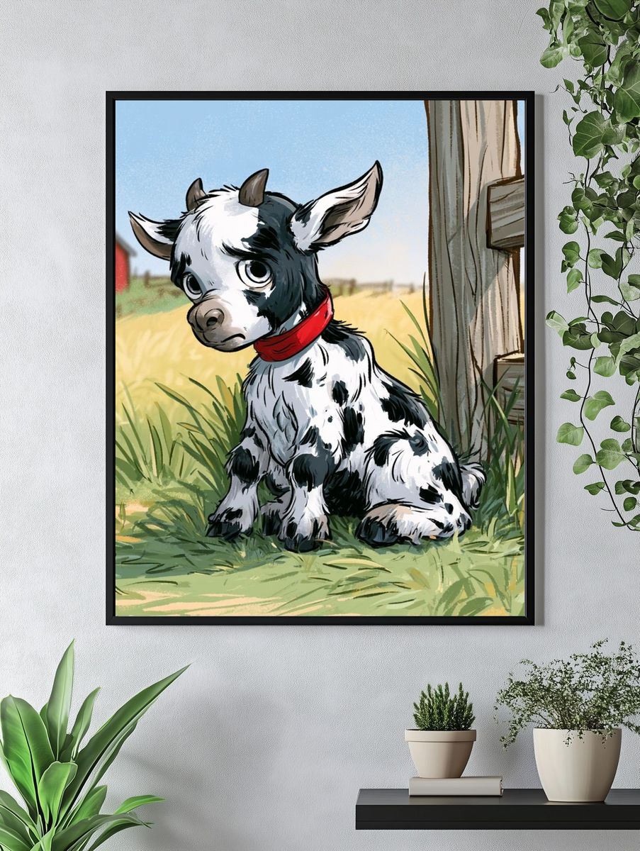 Baby Goat Farm Illustration Poster. — room view 4