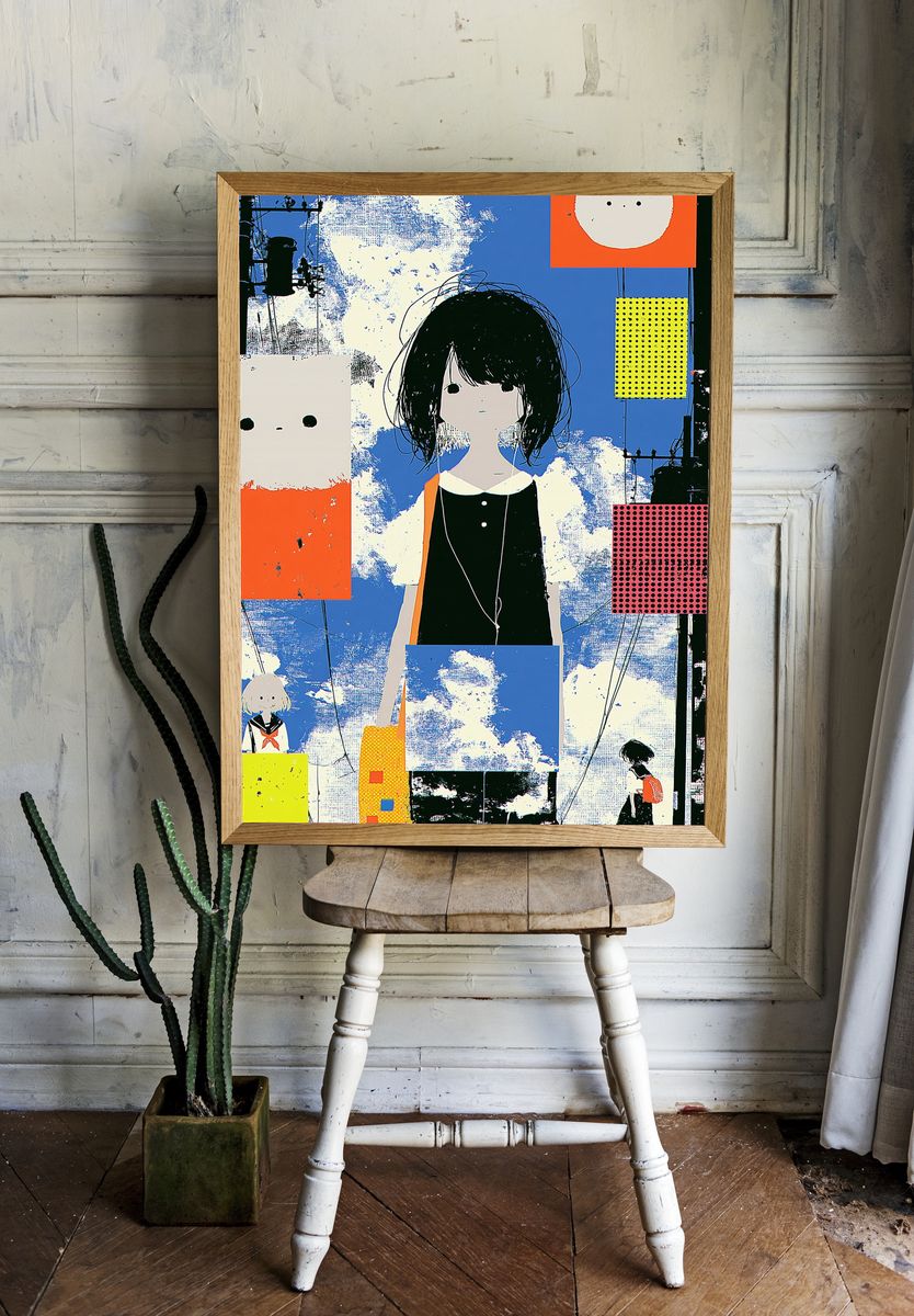 Anime Collage Illustration Poster. room preview