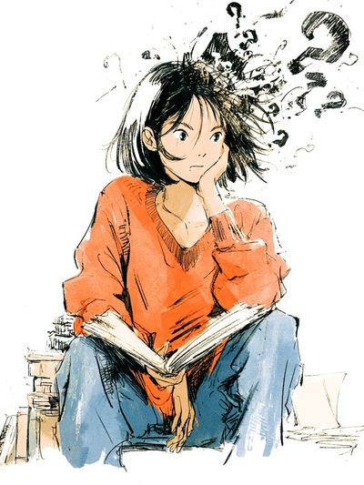 Anime Girl Reading Illustration Poster.