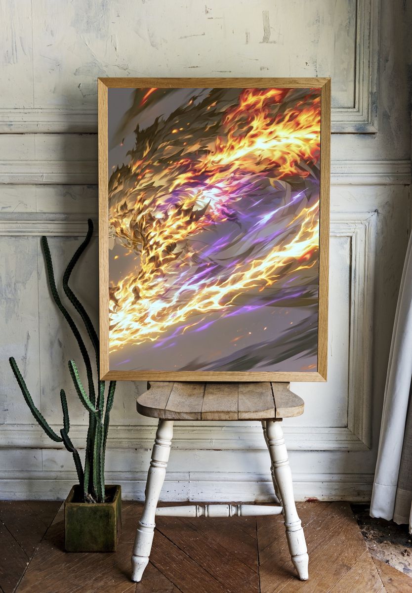 Flame Spirit Anime Print. room preview