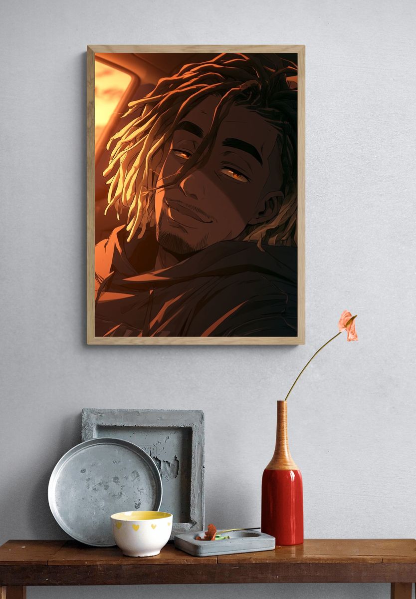 Sunset Anime Portrait Poster. — room view 3